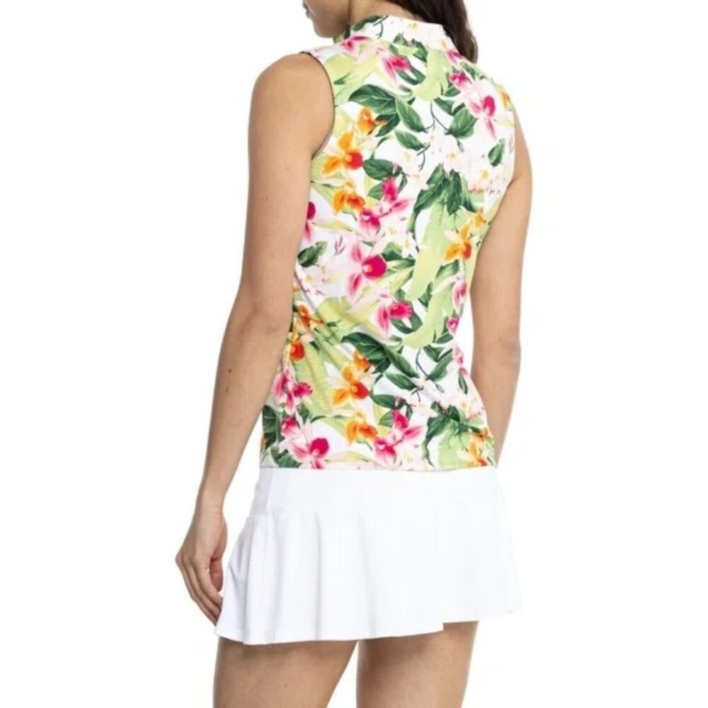 Tommy Bahama Active Quarter Zip Mock Neck Tropical Tank Top size Large - Picture 2 of 7